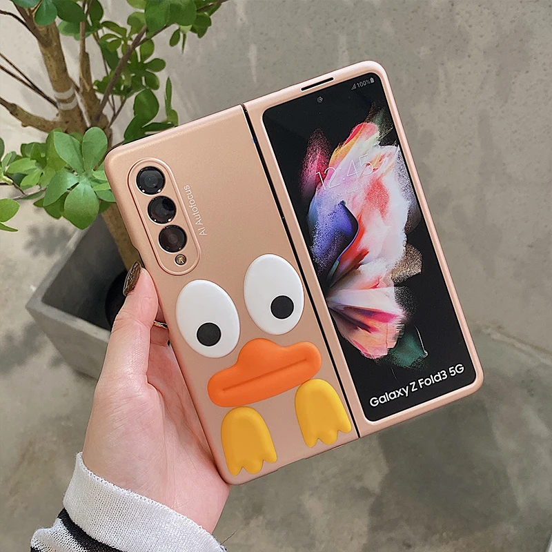 

Персональный золотой чехол для телефона с изображением утки для Samsung Galaxy Z Fold 3 Z Fold 2