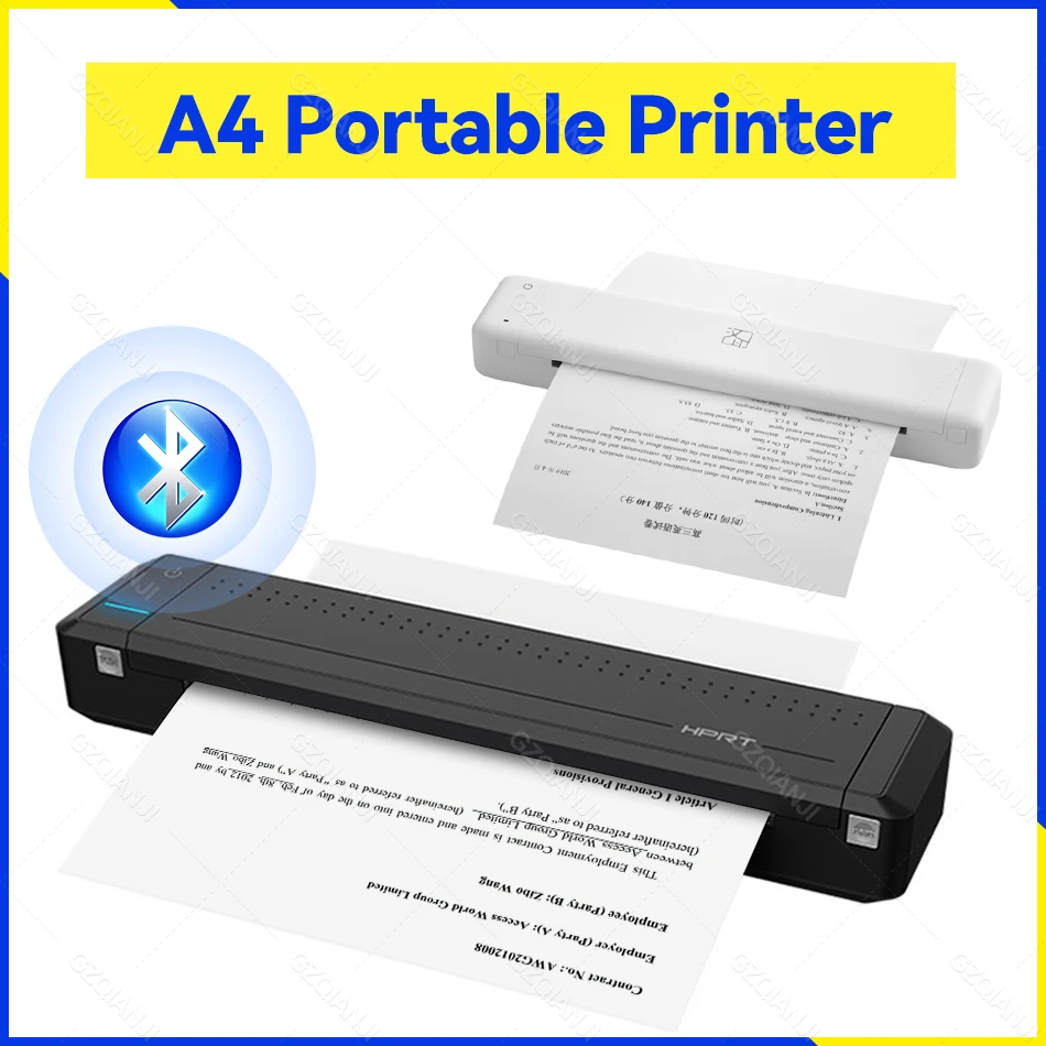 mini printer a4 paper bluetooth usb hprt mt800 portable for mobile phone computer app office meeting black words free global shipping