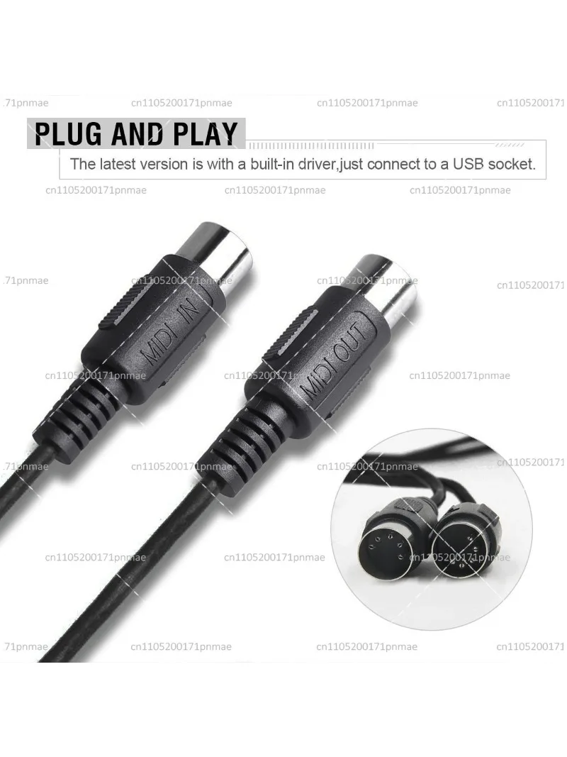 Фото 5-контактный USB MIDI-кабель-адаптер (вход/выход) для музыкальных клавиатур, DJ-оборудования, ПК-конвертеров №2