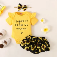 newborns baby clothes birthday yellow rompes sunflower printing skirt 2pces set summer suspender jumpsuit infant clothing
