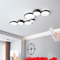 modern nordic led remote light iron and acrylic black round ceiling lamp living room bedroom dining hall hotel mosaic lights