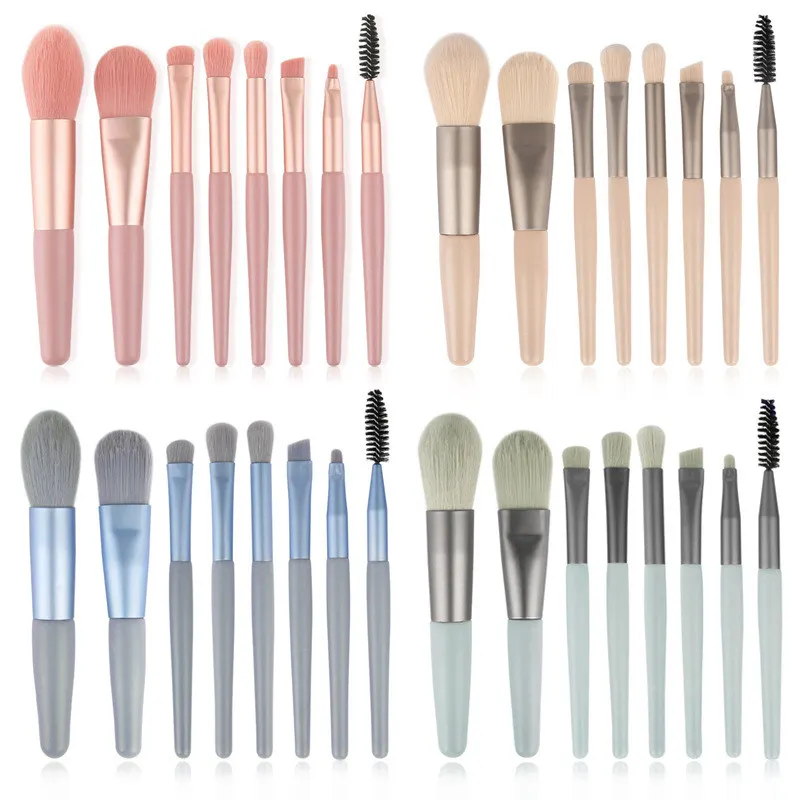 

8Pcs Mini Makeup Brushes Set Portable Soft Concealer Lip Brush Eyebrow Foundation Blush Eye Shadow Tool Eyelash Brush With Bag
