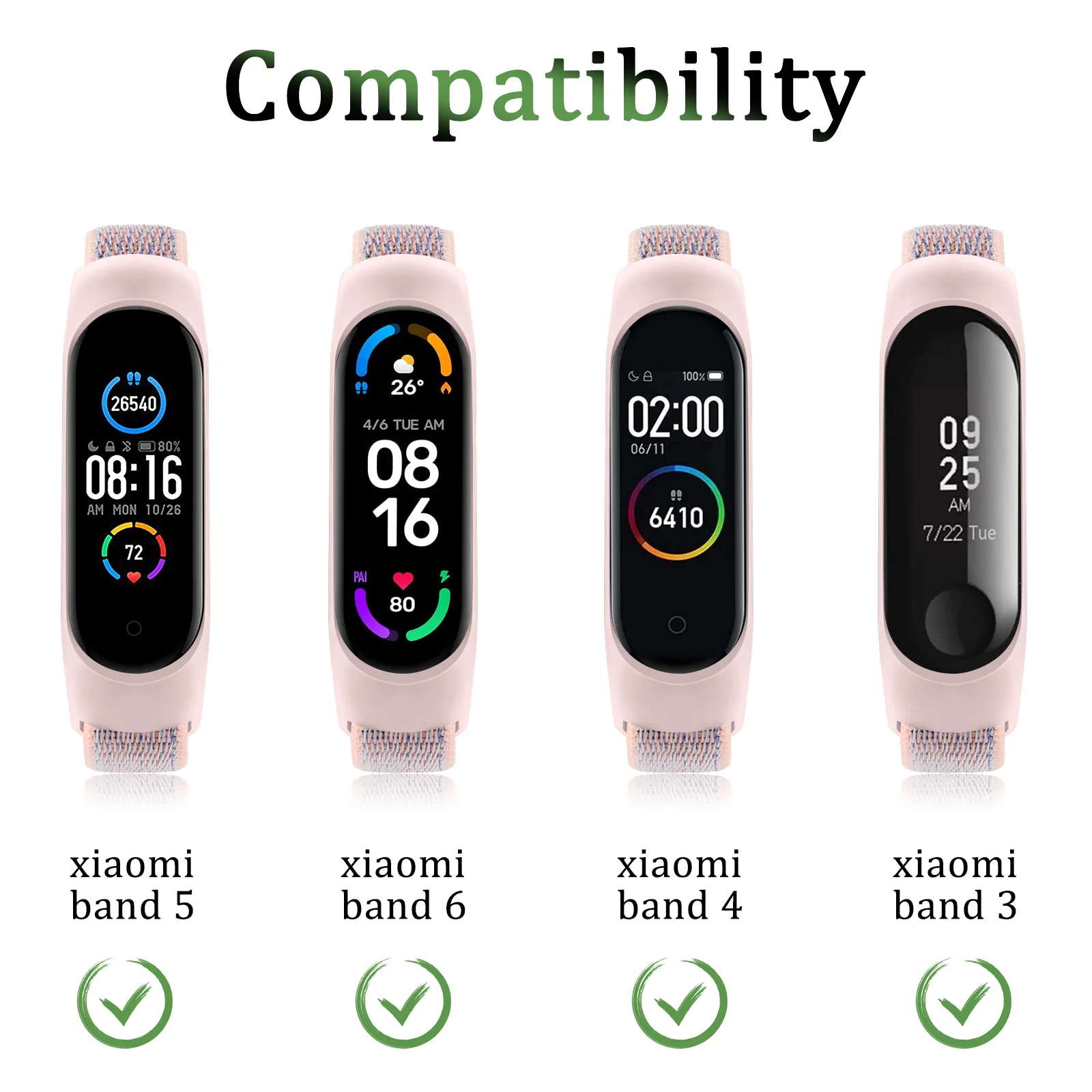 Nylon Strap For Xiaomi Mi Band 6 5 4 3 Bracelet Sport loop Watch Belt For Xiaomi Mi Band 6 5 4 3 Strap Wristband Watchband