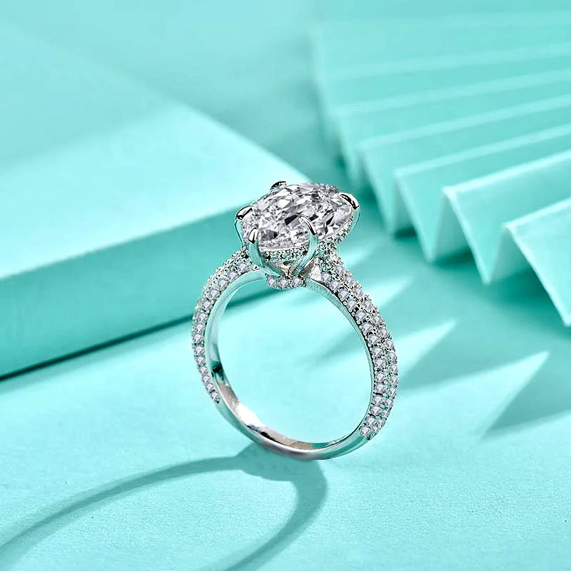 Кольцо с цирконом из 18-каратного золота кольцо каплями воды женское