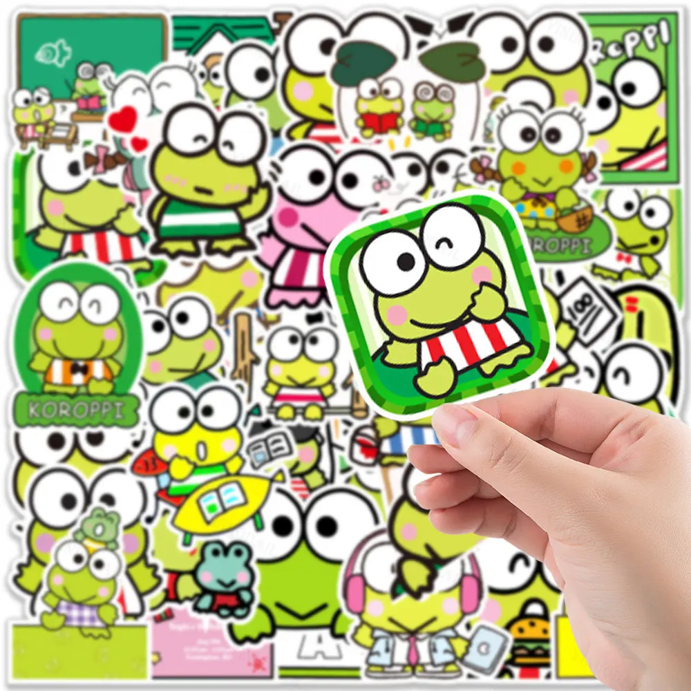 

100pcs Kawaii Big Eye Frog Kero Kero Keroppi Stickers for Kids Toys Waterproof Vinyl Decals DIY Guitar Laptop Skateboard