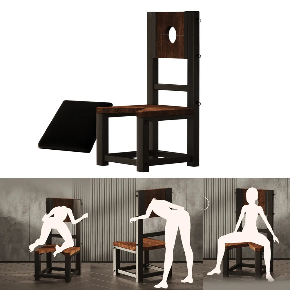 

Large Wooden BDSM Sex Slaves Chair Furniture Toys for Couples Men Adult Games Sexual Positions Handcuffs Equipment SM Furniture