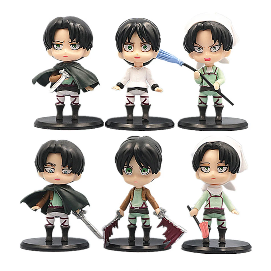 

6pcs/set Anime Peripheral Cartoon Attack on Titan Action Figure Toys Eren Jaeger PVC Decoration Model Dolls Children Gifts