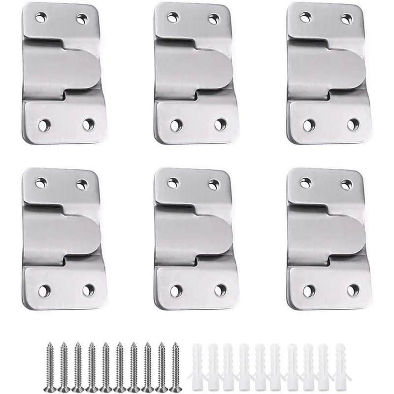 

6 Pairs [12 Pieces] Bracket Interlocking Buckle Head Part Furniture Connector Hook Stainless Steel Wall Bracket