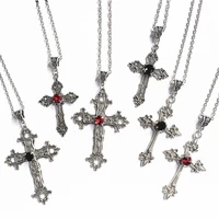 large victorian micro inlaid crystal cross pendant necklace gothic punk jewelry fashion glamour statement womens gift