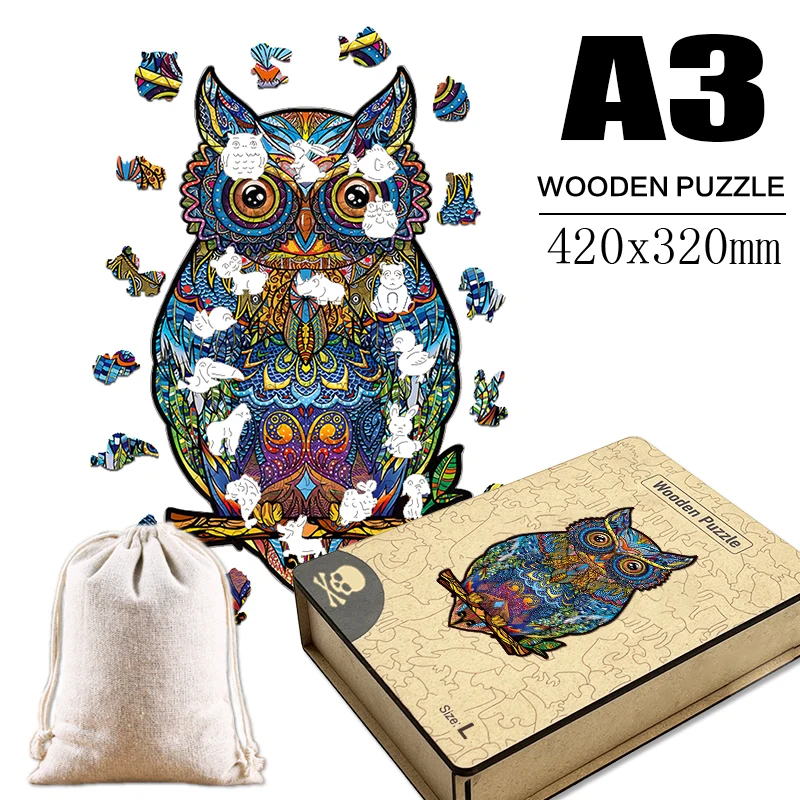 

Популярные деревянные пазлы, изысканные пазлы-животные, игрушки для взрослых и детей, доска неправильной формы, набор игрушек, сова для творчества, рисования