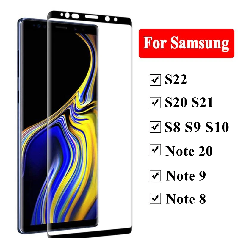 

For Samsung Galaxy Note 8 Note9 Note10 Note20 Tempred Glass S9 S8 S10 E S20 S21 S22 Plus Ultra 9D Full Curved Screen Protector