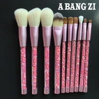 10pcs pink crystal makeup brushes set natural brush makeup bronzeur maquillage professional makeup accessories