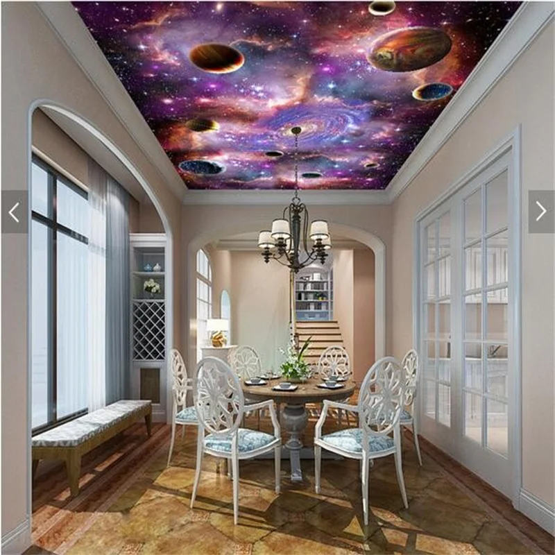 Звездное небо 3D галактика спальня украшения обои планет потолок роспись