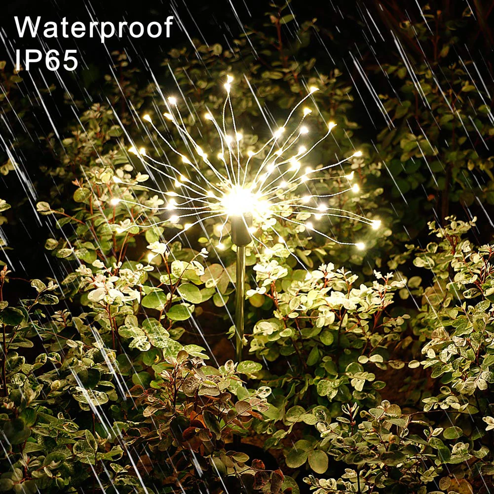 

120 LED Solar Standing Star Lantern Waterproof Lawn Fireworks Lights Adjustable Multifunctional for Patio Festival Decoration