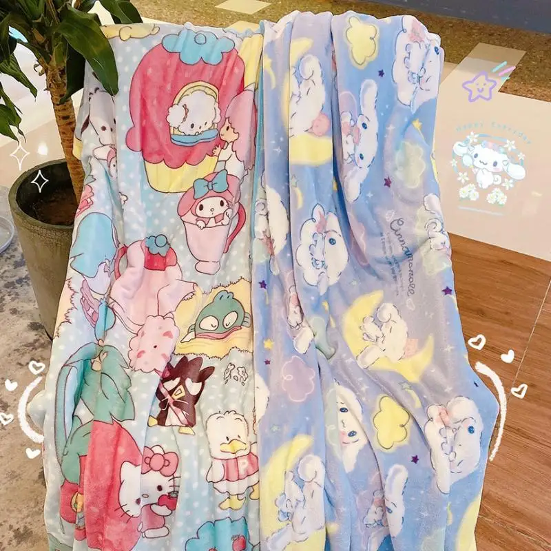 

Sanrios Hellokittys My Melody Kuromi Cinnamoroll Cartoon Blanket Anime Baby Air Conditioning Quilt Girl Shawl Office Nap Blanket
