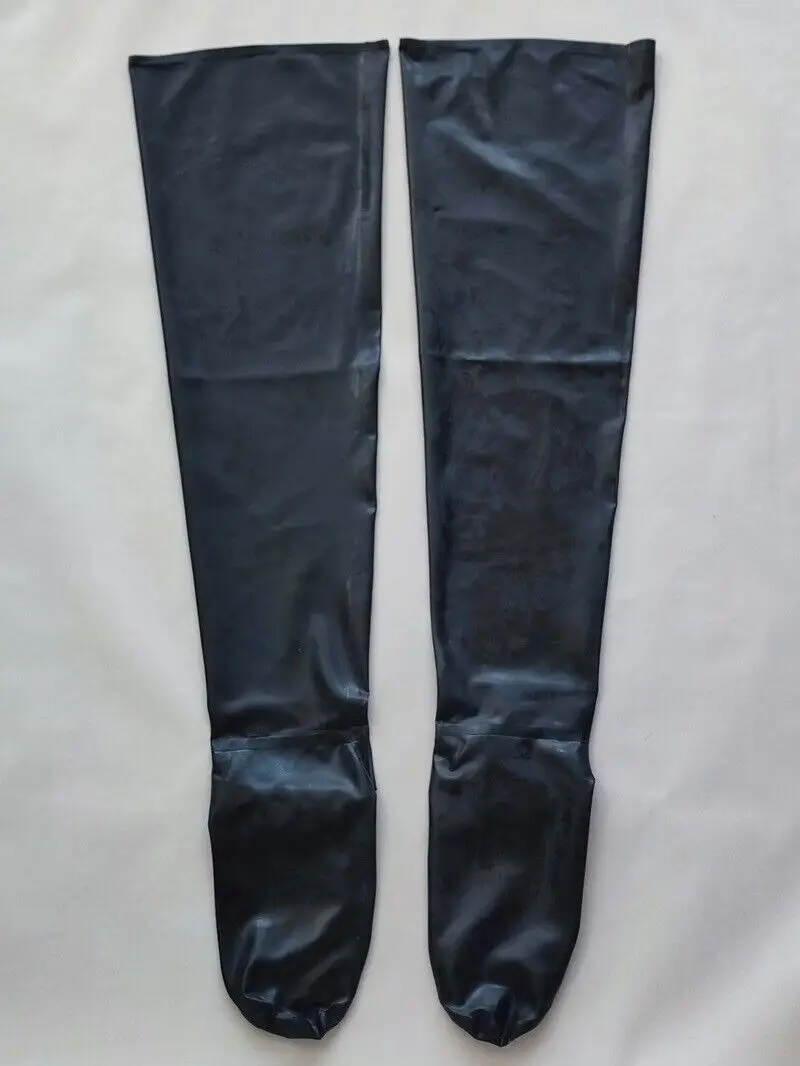 Латексные резиновые чулки Gummi Schwarz длинные носки аксессуар для косплея