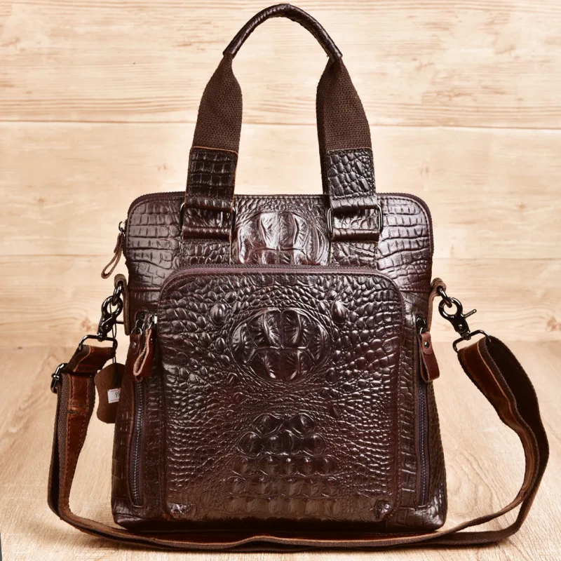 

Leather Male Men Leather Shoulder Genuine Bag Tote Mens Handbag Vintage Crocodile Office Bag Man Bag Casual