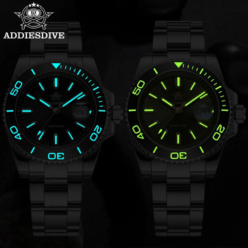 ADDIESDIVE Новые роскошные мужские часы AD2510 для дайвинга 41 мм BGW9 Светящийся эмалевый циферблат с завинчивающейся короной Прочный ремешок из нержавеющей стали (art.: 3920cfb693f9d) - 3920cfb693f9d