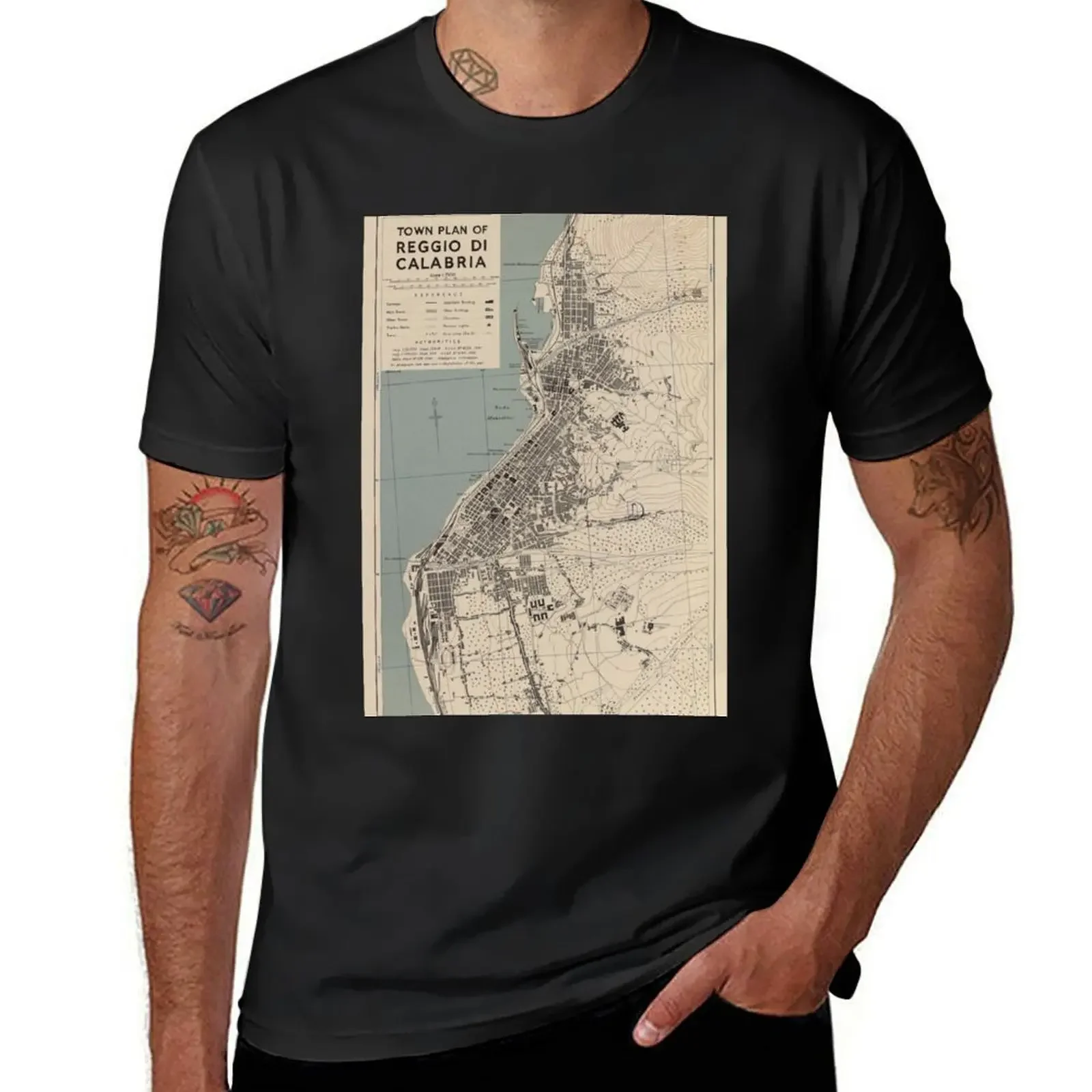 Винтажная футболка Reggio Calabria Italy Map (1943) баскетбольные футболки с рисунком забавные