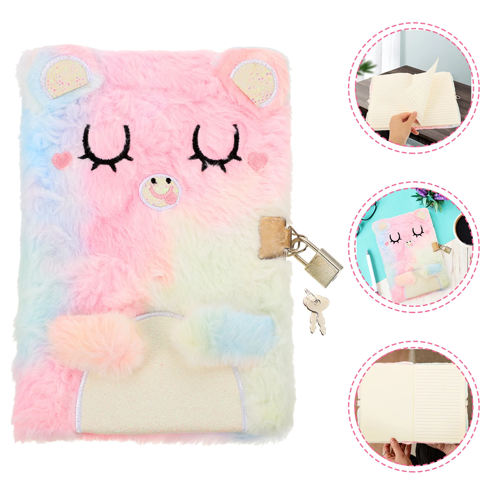 

Notebook Diary Book Plush Planner Journal Girls Fluffy Stationery Student Students Lock Girl Writing Dairy Cute Daily Agenda