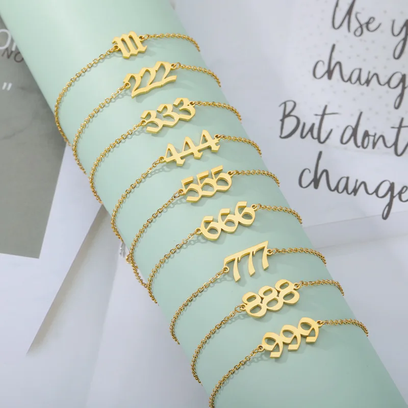

Angel Number Bracelet for Women Stainless Steel Goth Aesthetic Lover's Wrist Bracelets Lucky Number Jewelry Christmas Gift