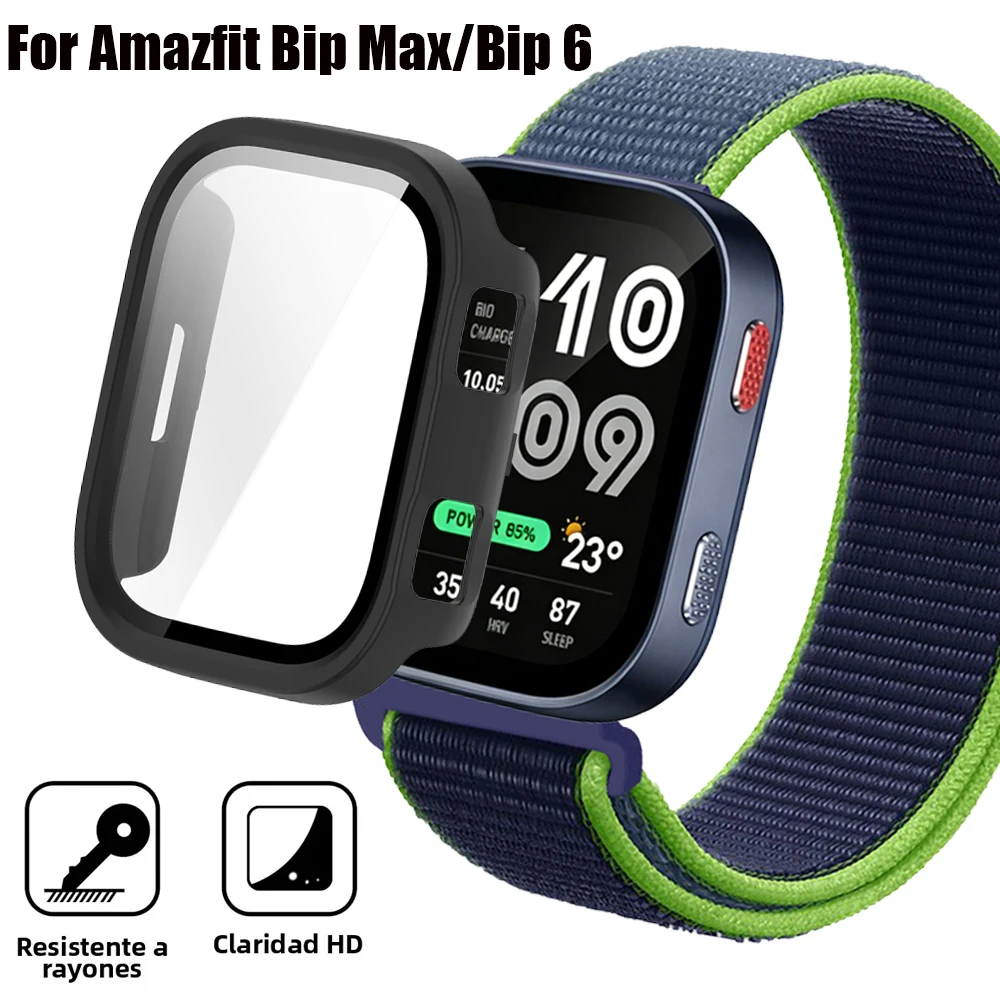 Фото Чехол для ПК + закаленное стекло для Amazfit Bip Max, защитная пленка для экрана и жесткий защитный бампер для Amazfit Bip 6, аксессуары для умных часов №1