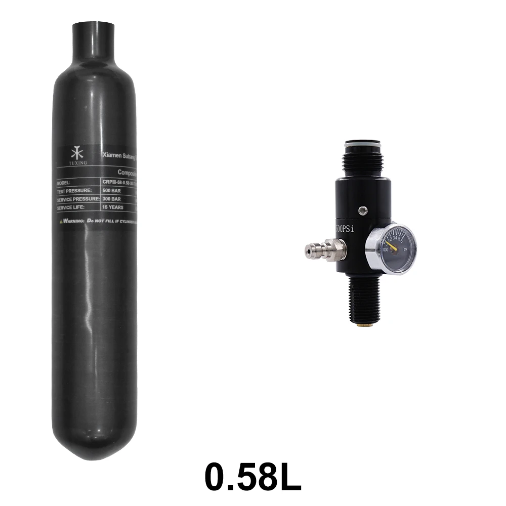 

Цилиндр из углеродного волокна TUXING 300Bar 4500Psi 0.58L, бак высокого давления для подводного плавания с регулятором клапана, заполняющая станция M18 * 1,5
