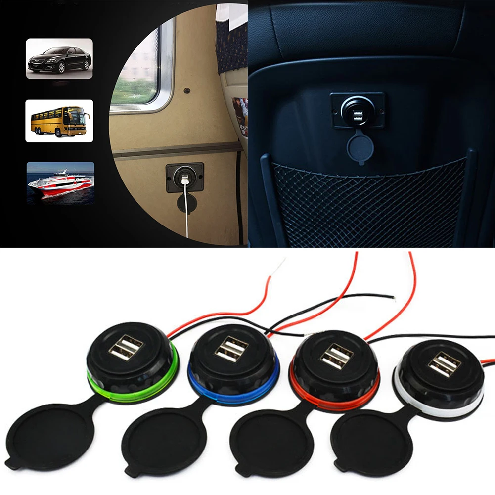 

12-24V 3.1A Dual USB Car Charger For Car Bus Boat Camper Caravan Car Accessories High Quality Charger With LED Indicator