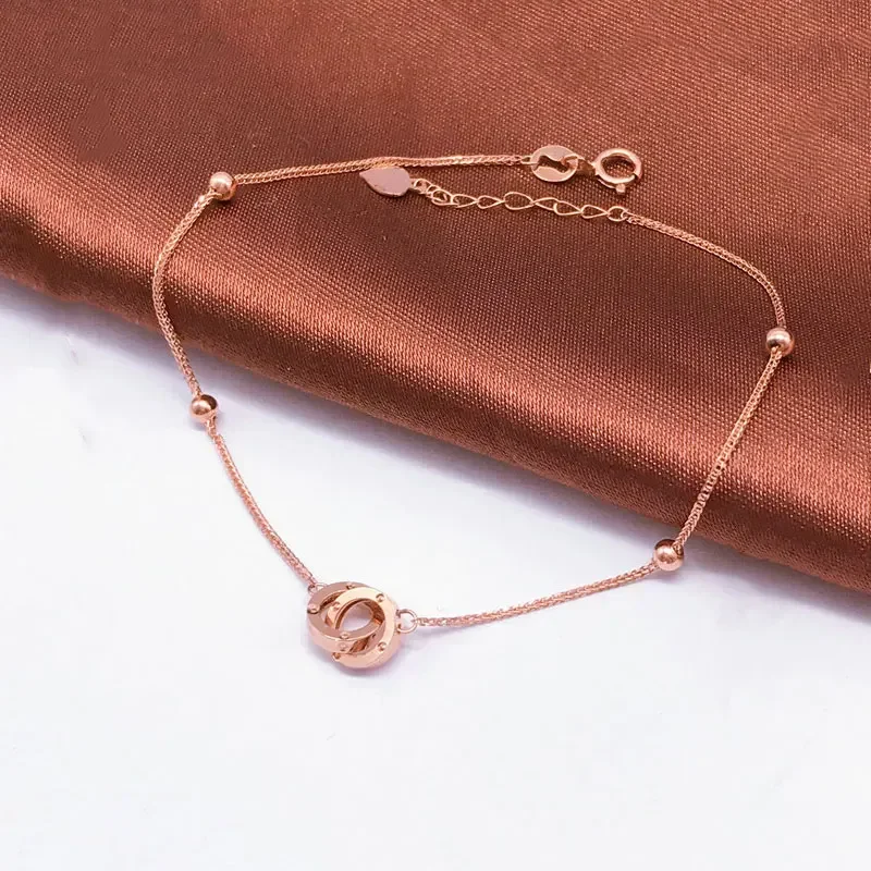 Подвое кольцо из розового золота 585 пробы с покрытием 14 карат браслеты-цепочки