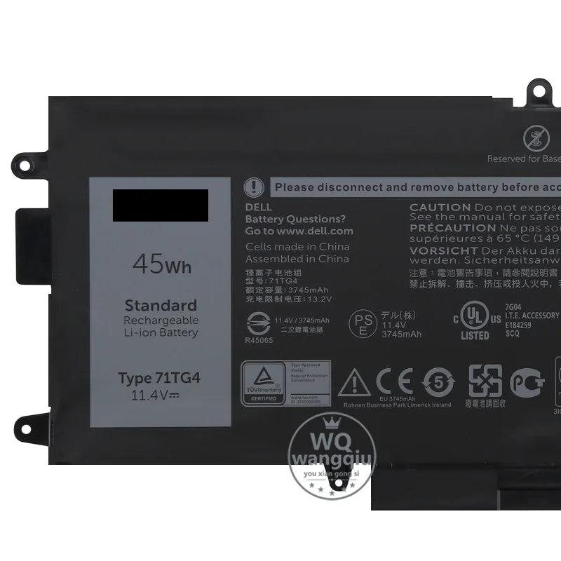 71TG4 K5XWW Аккумулятор для ноутбука Dell Latitude 13 7389 7390 2-в-1 5289 45 Втч 60