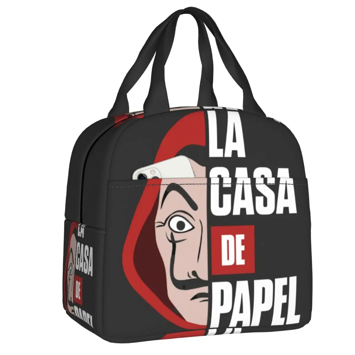 

Custom La Casa De Papel Lunch Bag Men Women Cooler Thermal Insulated Lunch Boxes for Adult Office