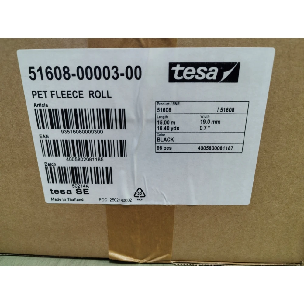 tesa 51608 Черная нечеткая флисовая внутренняя лента для жгутов проводов для VW, Audi, Mercedes, BMW 19 мм х 15 метров, 1 коробка = 96 шт. (art.: 3920cf71f237d) - 3920cf71f237d