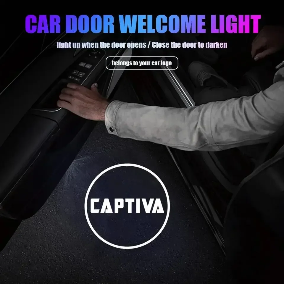 

2 шт. для Chevrolet Captiva 2007-2014, 2015, 2016, 2017, 2018, светодиодный HD проектор для двери автомобиля, светильник Welcome, лампы для тени