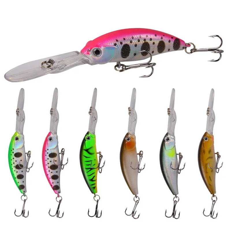 

New Luya Bait Long Tongue Plate Mino Plastic Hard Bait Floating Water Bait Outdoor Fishing Gear Artificial Bionic Accessories