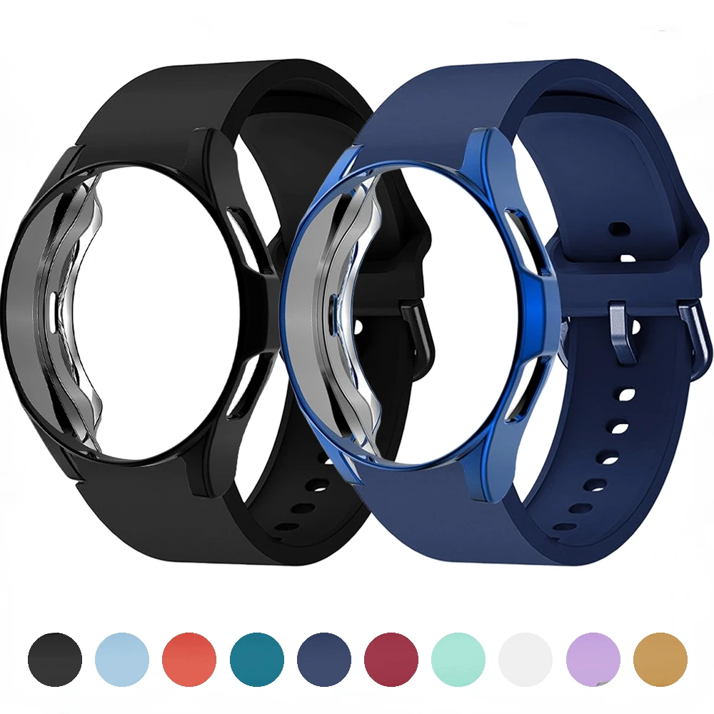 Case+Silicone Strap for Samsung Galaxy Watch 4 44mm 40mm No Gap Wristband for Galaxy Watch 4 Classic 46mm 42mm Protective Cover