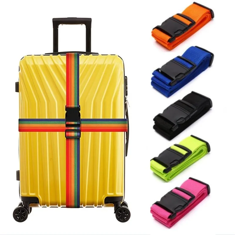 

1pcs 2m Adjustable Luggage Strap Cross Belt Packing Travel Suitcase Lock Buckle Strap Baggage Belts Camping Bag Accessories