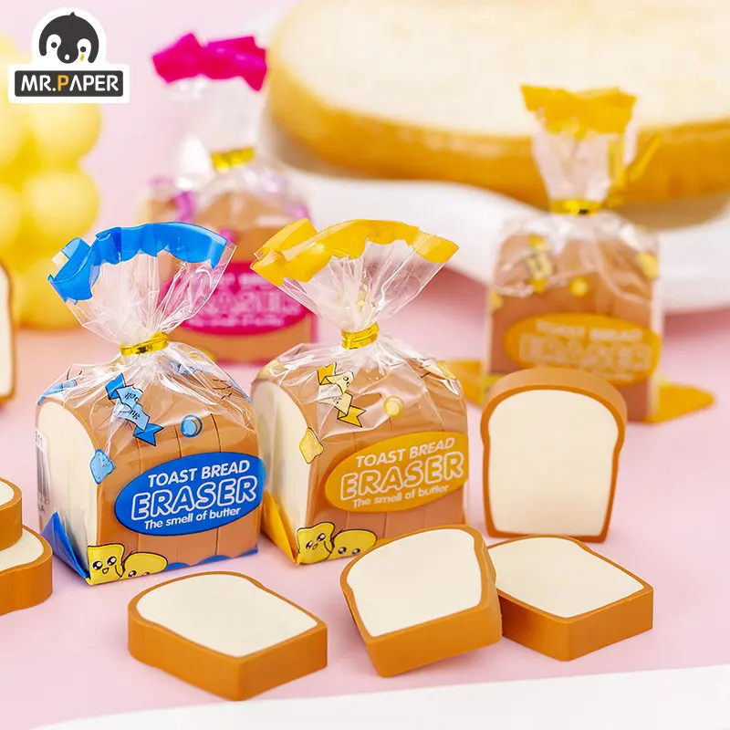 

Mr. Paper Creative Erasers for Kids Personalized Bread Toast Series Shaped Cute Eraser Kawaii Stationery Gift Student Supplies