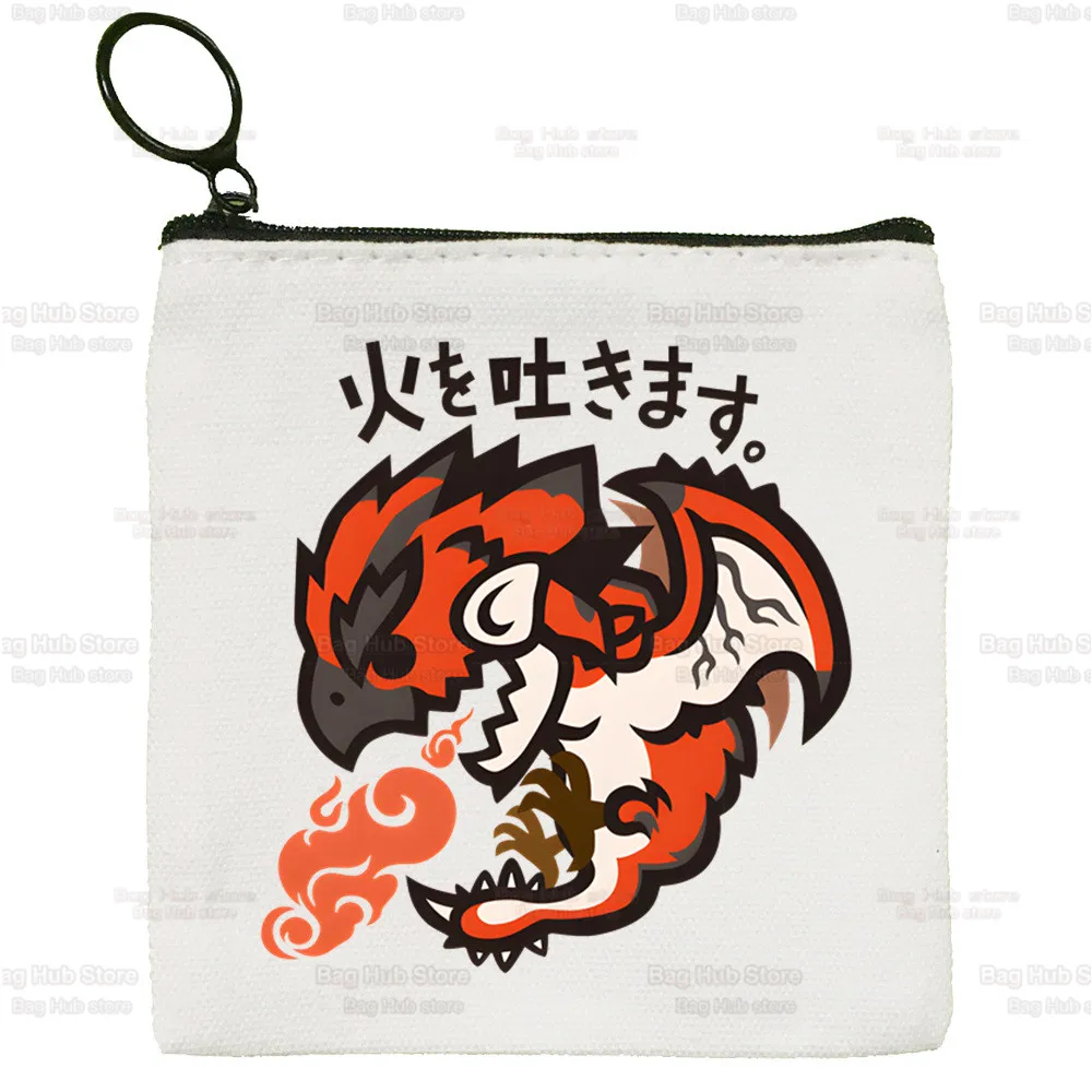 Monster Hunter Game Harajuku Coin Purse Vintage Mini Wallet Change Pouch Household Portable Keys Card Storage Card Bag Zipper