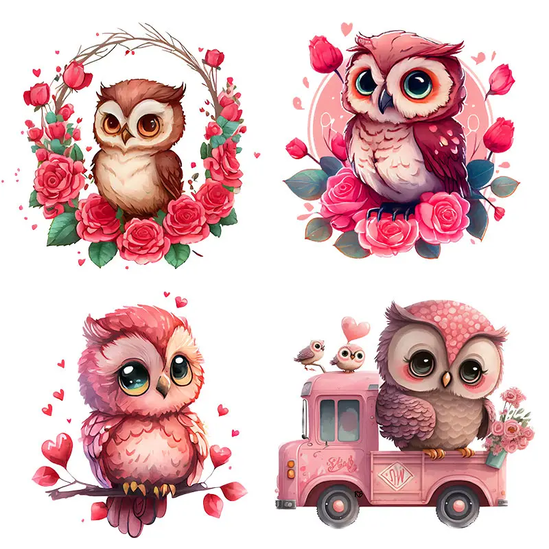 

M416 Rose Flower Valentines Owl Wall Sticker Removable Home Decoration Decals for Bedroom Kitchen Living Room Sticker