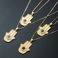 classic evil eye palm gold plated pendant necklace for women men jewelry accessories metal clavicle chain pendant girl gift