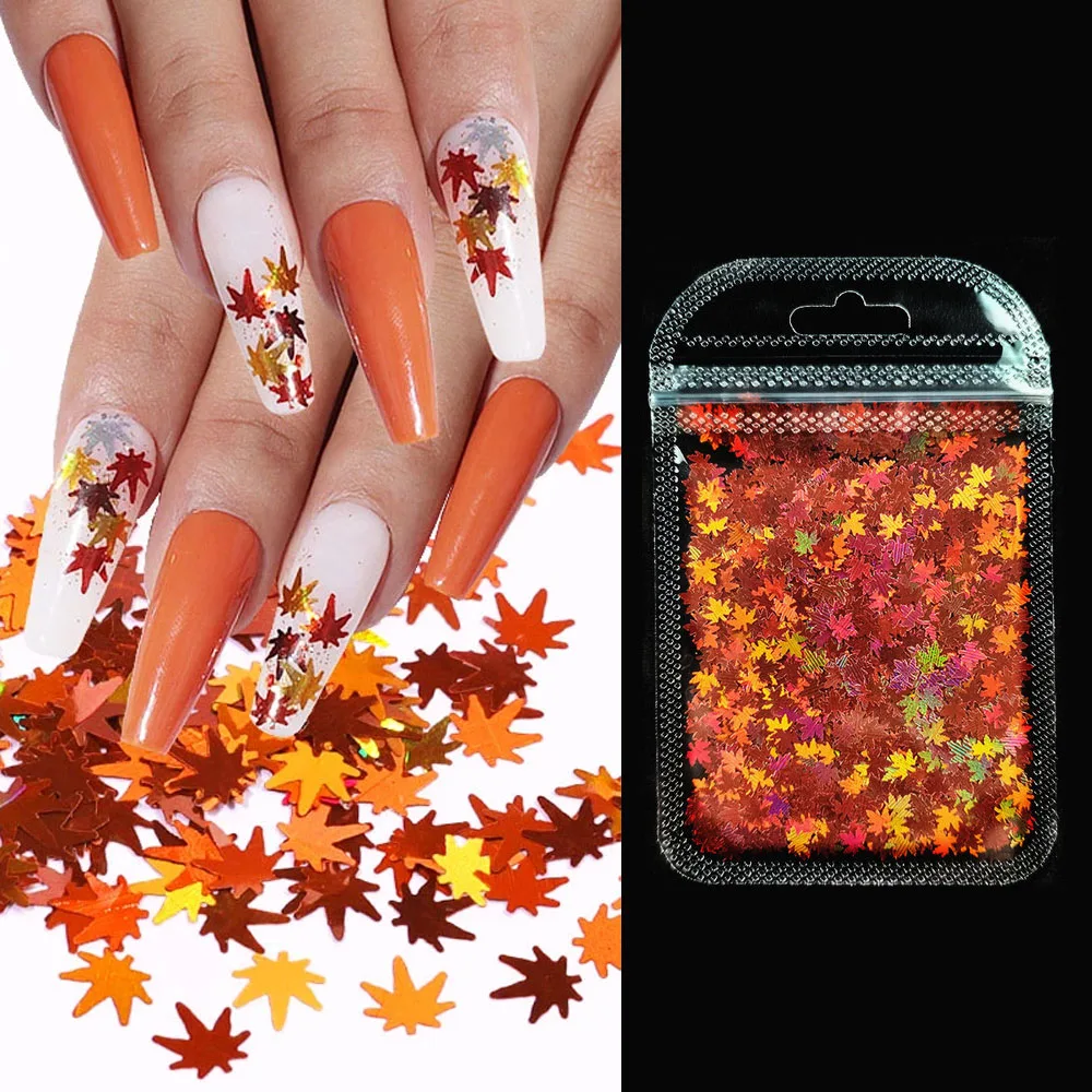 

1Bag NEW Weed Nail Glitter 10G Mirage Weed Leaf Nail Art Decorations Ultrathin 12 Colors Maple-Leaf Paillette Nail Glitter Patch