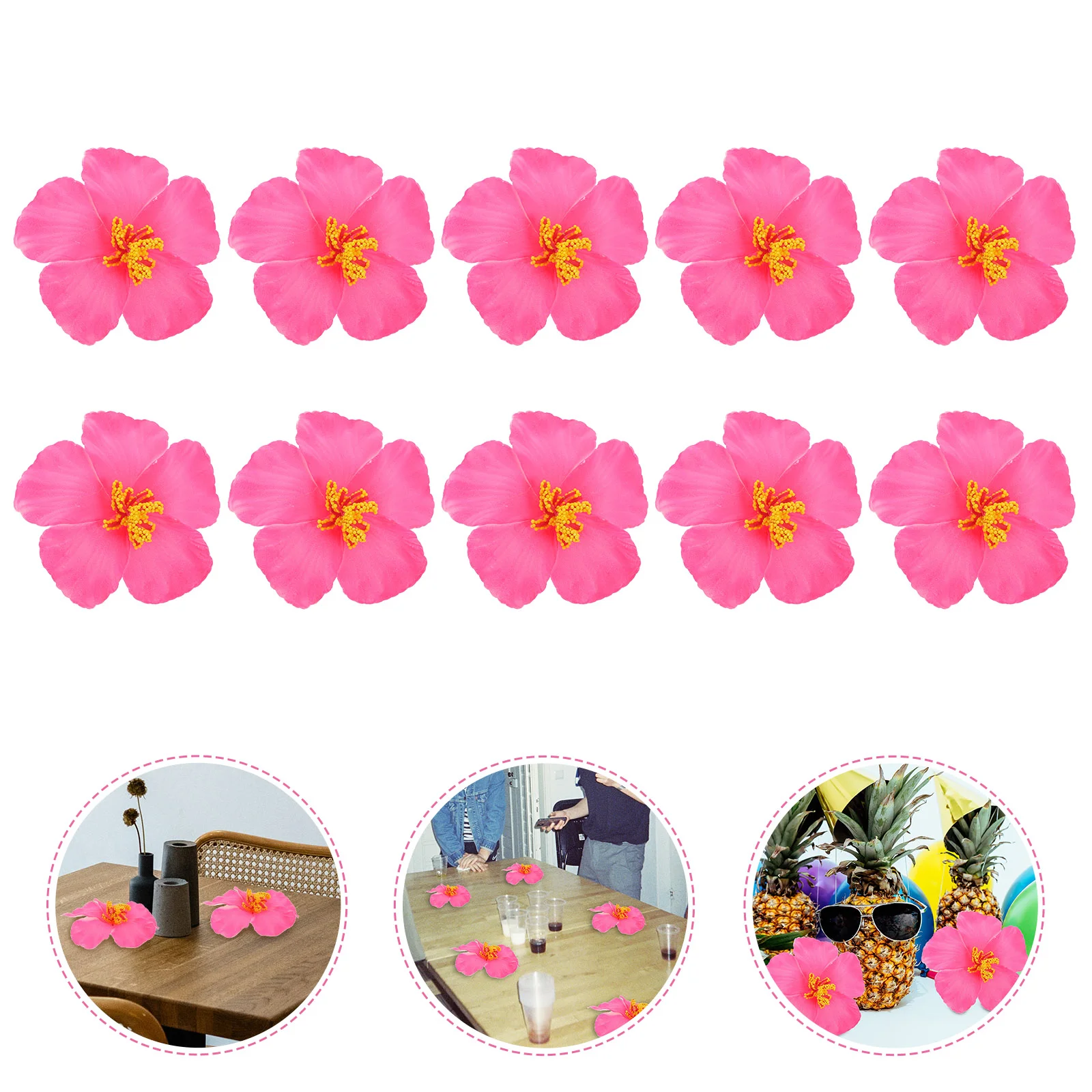 

Flowers Hibiscus Decoration Hawaiian Flower Party Faux Tropical Artificial Luau Fake Bouquet Head Petals Decorations Frangipani