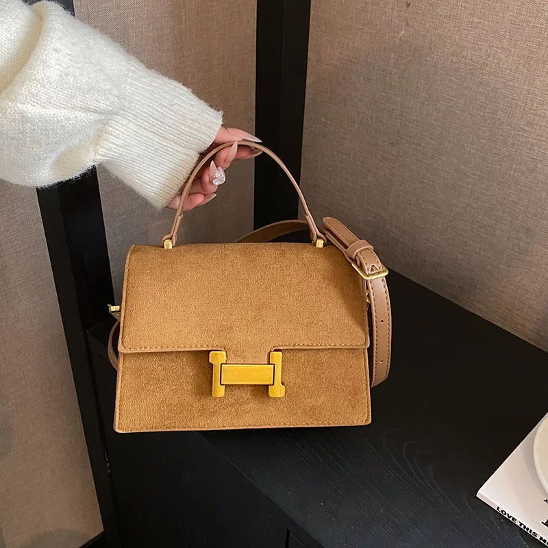 Роскошная нишевая простая замшевая женская сумка на одно плечо 2023 Осень/Зима