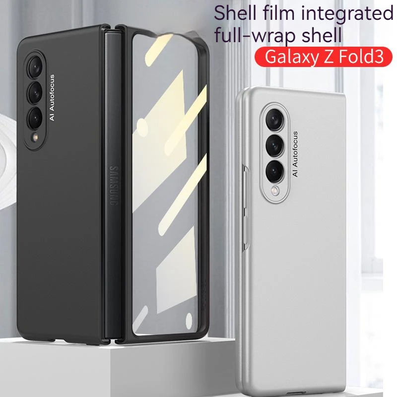 

Samsung fold3 phone case ultra-thin solid color full folding screen case film integrated anti drop phone case