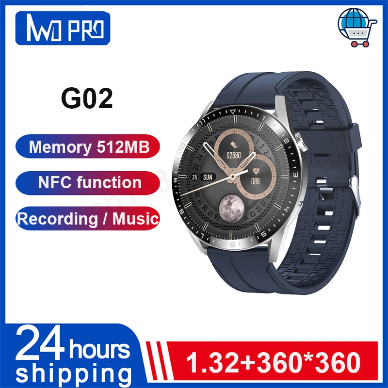 

G02 Smart Watch Men 512MB Smart Recording Watch Bluetooth Calls NFC AI Voice Assistant 2022 Best Smartwatch For Huawei xiaomi