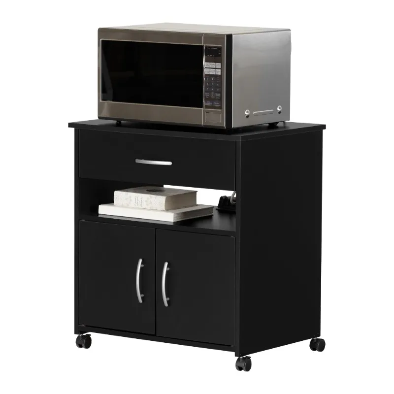 

South Shore Smart Basics Microwave Cart on Wheels, Multiple Finishes Kitchen Furniture Trolley Cart Bar Cart