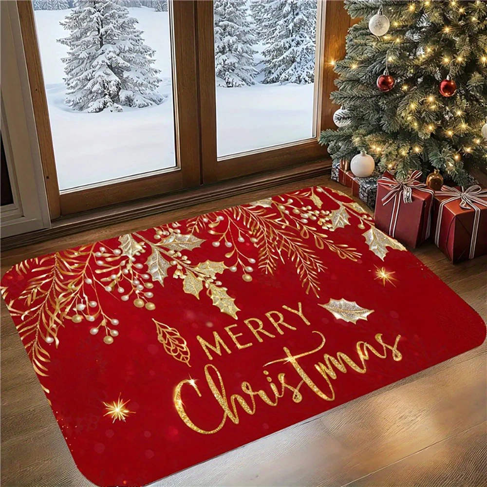 Рождественский коврик для двери из полиэстера