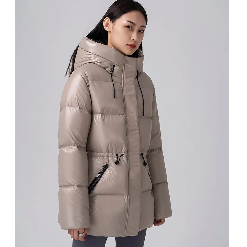90 Goose Down Jacket Female Waterproof High-end Warm Hooded Design Thickened Short Coat Autumn and Winter New