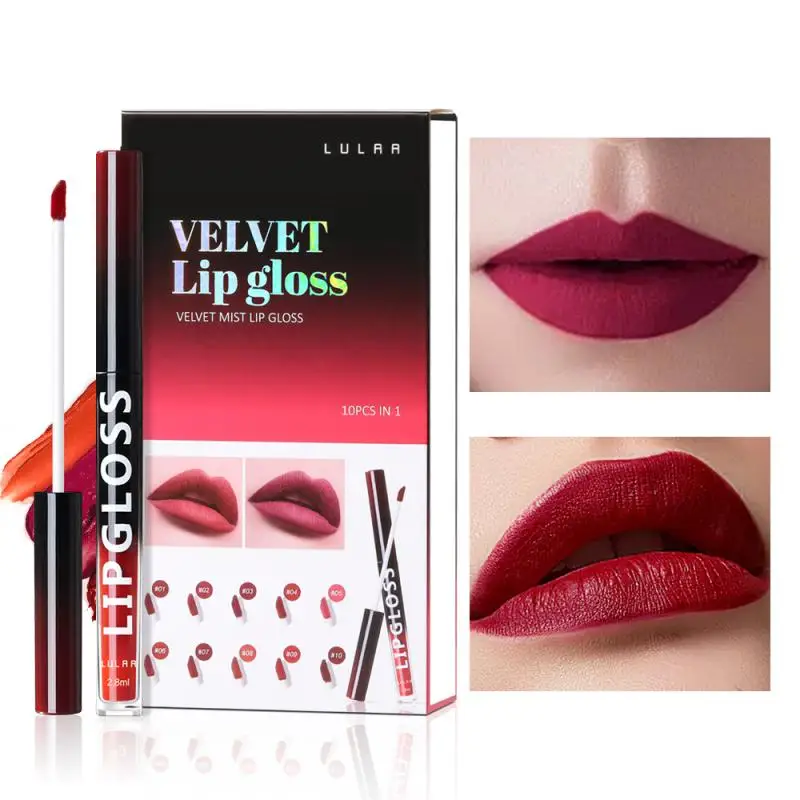 

LULAA Lip Glaze Velvet Matte Lipstick Non-marking Waterproof Long Lasting High Color Rendering Lip Gloss Korean Cosmetics