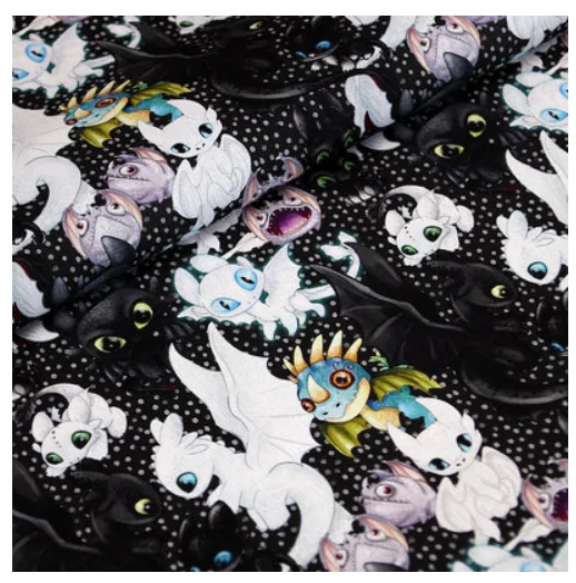 Cartoon Dragons 100% Cotton Fabric for Girl Clothes Hometextile Cushion Cover Backpacks Curtain DIY-BL055 105cm Width
